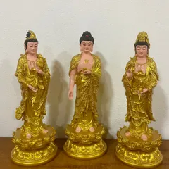 Tôn Tượng Tam Thánh Tây Phương Đứng 40cm Vàng Vẽ Siêu Đẹp