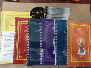 Combo 6 vở chép in mờ  (Địa Tạng ,Sám Hối, Chú Đại Bi, Dược Sư, Vu Lan, Cầu An) cực hay