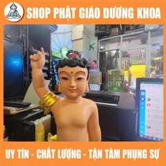 HOẢ TỐC, TƯỢNG PHẬT ĐẢN SANH CAO 40cm CÓ SẴN GIAO NGAY - VẺ MÀU ĐS09  DƯƠNG KHOA SHOP
