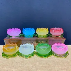ĐẾ NẾN SEN DÍNH,  Đế Nến Hoa Sen Lưu Ly Nhiều Màu Đế Lá Sen Xanh Mẫu Mới