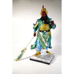 Tượng quan công quan thánh đế quân đứng vuốt râu bột đá composite cao 40cm