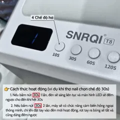 Máy Hơ Gel SNRQI T8 Chính Hãng 72W 60 Bóng LED/ UV Hơ Mạnh , Khoang Rộng Có Đệm Kê Tay ( Bảo Hành Chính Hãng )