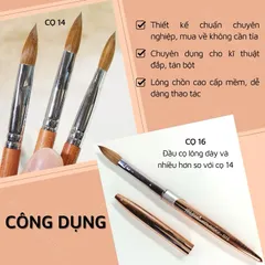 Cọ đắp móng bột Kolinsky lông chồn xịn siêu ngậm nước không dính bột đắp móng siêu êm số 16