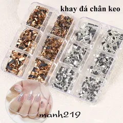 Đá khối chữ nhật 6 ngăn đủ màu đính móng siêu HOT