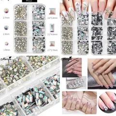 Đá chữ nhật khay 6 ô mix 2 loại đính móng mẫu mới siêu đẹp