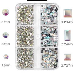 Đá chữ nhật khay 6 ô mix 2 loại đính móng mẫu mới siêu đẹp