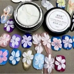 Gel Nặn Hoa Nổi 3D JIESHIYA Màu Trắng , Trong , Ánh Trai HOT - Gel Khô Nặn Charm Nổi Nail Siêu Dẻo Không Dính Tay