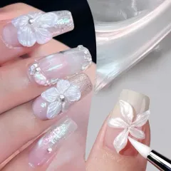 Gel Nặn Hoa Nổi 3D JIESHIYA Màu Trắng , Trong , Ánh Trai HOT - Gel Khô Nặn Charm Nổi Nail Siêu Dẻo Không Dính Tay