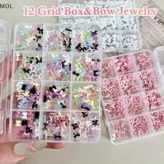 Khay Charm Nơ Hồng 12 Màu Mix Đủ Mẫu Đính Tạo Kiểu Cho Móng Gắn Nailbox Siêu Xinh Mã HOT [ TÚ ANH NAIL ]