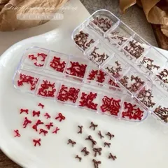 [ HOT ] Khay Charm Nơ Nhí Nâu Đỏ 12 Ngăn Mẫu Mới Mix Nhiều Kiểu Đính Móng Tay Nailbox Siêu Xinh [ TÚ ANH NAIL ]