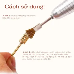 Chổi vệ sinh đầu mài chuyên dụng chất liệu thép không gỉ cao cấp giúp làm sạch tăng độ sắc bén cho đầu mài Nail