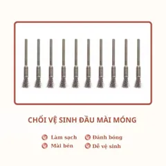 Chổi vệ sinh đầu mài chuyên dụng chất liệu thép không gỉ cao cấp giúp làm sạch tăng độ sắc bén cho đầu mài Nail