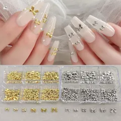 [ HOT ] Charm Kim Loại Nơ Nhỏ khay 6 Ngăn Mix Nhiều Kiểu Đính Trang Trí Móng Tay Gắn Nailbox Siêu Xinh