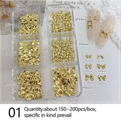 [ HOT ] Charm Kim Loại Nơ Nhỏ khay 6 Ngăn Mix Nhiều Kiểu Đính Trang Trí Móng Tay Gắn Nailbox Siêu Xinh