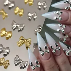 [ HOT ] Charm Kim Loại Nơ Nhỏ khay 6 Ngăn Mix Nhiều Kiểu Đính Trang Trí Móng Tay Gắn Nailbox Siêu Xinh