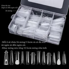 Móng Úp Gel Gôm Dual Phom Hộp 12 Phom Móng 288C Đủ Size - Móng Nối Tạo Cầu Móng - Đắp Gel Bột Siêu Dẻo Bền