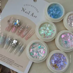 Set 6 hũ giấy khổng tước trang trí tạo mẫu nail ẩn siêu Hot