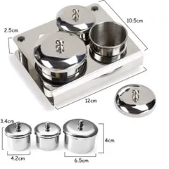 Bộ 3 Nồi INOX Không Gỉ Cao Cấp Đựng Liqid Lư.u Huỳnh Đắp Bột Móng Có Nắp Đậy Chống Bay Hơi - Chống Ăn Mòn Tiện Lợi