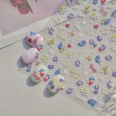 Sticker hình dán hoa nổi 5D nhiều màu hoa nhí nail siêu xinh Hot
