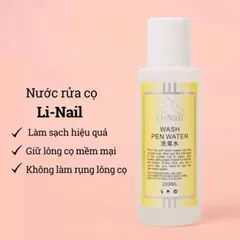 Nước rửa cọ Li Nail CHÍNH HÃNG siêu sạch , giúp làm mềm lông cọ tăng độ bền cho cọ Nail chuyên dụng chai 200ml
