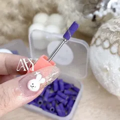Hộp 60 đầu giấy nhám mịn tím mini mài móng chia 2 ngăn size 120/240 tiện lợi giúp bộ nail siêu bền
