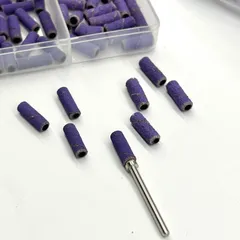 Hộp 60 đầu giấy nhám mịn tím mini mài móng chia 2 ngăn size 120/240 tiện lợi giúp bộ nail siêu bền
