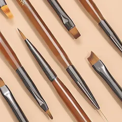 set 9 cọ nâu đủ cây cần thiết làm móng lông xịn chuẩn đẹp từng milimet đang HOT
