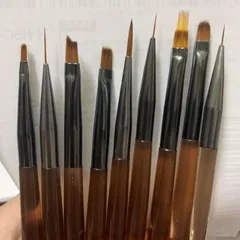 set 9 cọ nâu đủ cây cần thiết làm móng lông xịn chuẩn đẹp từng milimet đang HOT