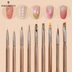 set 9 cọ nâu đủ cây cần thiết làm móng lông xịn chuẩn đẹp từng milimet đang HOT