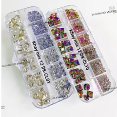 Khay đá khối Angelica chân keo siêu bền mix 2 mẫu siêu sáng đẹp đính móng