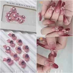 Set cham nơ nhuỵ đá đính trang trí nail siêu xinh Hot