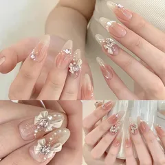 Set cham nơ nhuỵ đá đính trang trí nail siêu xinh Hot