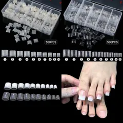 Móng típ nối chân Hàn đắp gel đắp bột nail siêu chuẩn ôm phom mỏng dẻo hộp 500 móng