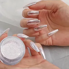 Tráng gương trắng ánh bạc tráng gương cực quang nail mẫu mới hot trend