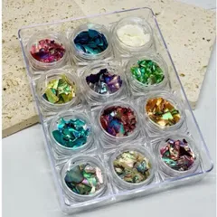 Khay xà cừ siêu mỏng 12 hũ cao cấp đủ màu ẩn gel Design Nail siêu HO.T