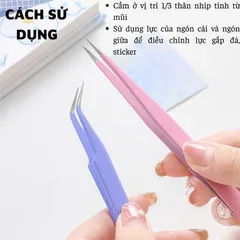 Cặp nhíp gắp cham đá hình dán sticker , gắp mi giả đa năng hàng chuẩn mũi khít
