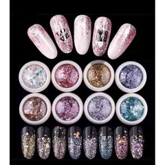 Set 8 hũ nhũ vảy cá nail siêu sáng mix đủ màu design nail siêu sáng đẹp