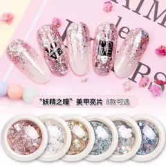 Set 8 hũ nhũ vảy cá nail siêu sáng mix đủ màu design nail siêu sáng đẹp