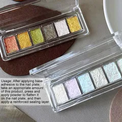 Nhũ khổng tước nén khay 6 màu design Nail siêu đẹp