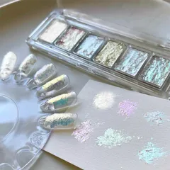 Nhũ khổng tước nén khay 6 màu design Nail siêu đẹp