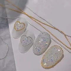 Dây bi trắng vàng đính trang trí nail đa dạng siêu Hot