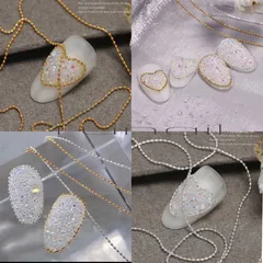 Dây bi trắng vàng đính trang trí nail đa dạng siêu Hot