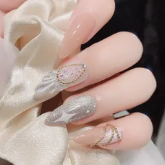 Dây bi trắng vàng đính trang trí nail đa dạng siêu Hot