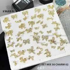 Set 50 cham kim loại Angel cao cấp mix đủ mẫu đính móng siêu đẹp