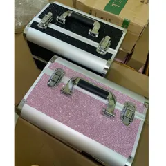 Cốp nhôm 2 tầng màu nhũ flash siêu sáng đẹp đựng đồ nail mi trang điểm siêu sang xịn