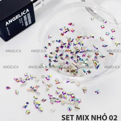 Đá khối chân bằng mini cao cấp Angelica size nhỏ đính móng siêu sáng bền set 100 viên đủ màu HOT