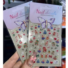 [ Mẫu mới về ] Sticker lụa 5D Hình dán Noen Giáng Sinh hoạ tiết nổi trang trí móng mẫu mới nhất cực HOT XU HƯỚNG NAIL
