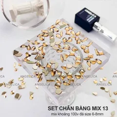 Đá khối chân bằng cao cấp Angel đính móng siêu sáng bền set 100 viên đủ màu HOT