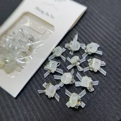 Charm đá khối mix nơ vải cao cấp gắn trang trí móng mẫu mới siêu đẹp HO.T set 9 chiếc