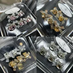 Charm đá khối mix nơ vải cao cấp gắn trang trí móng mẫu mới siêu đẹp HO.T set 9 chiếc